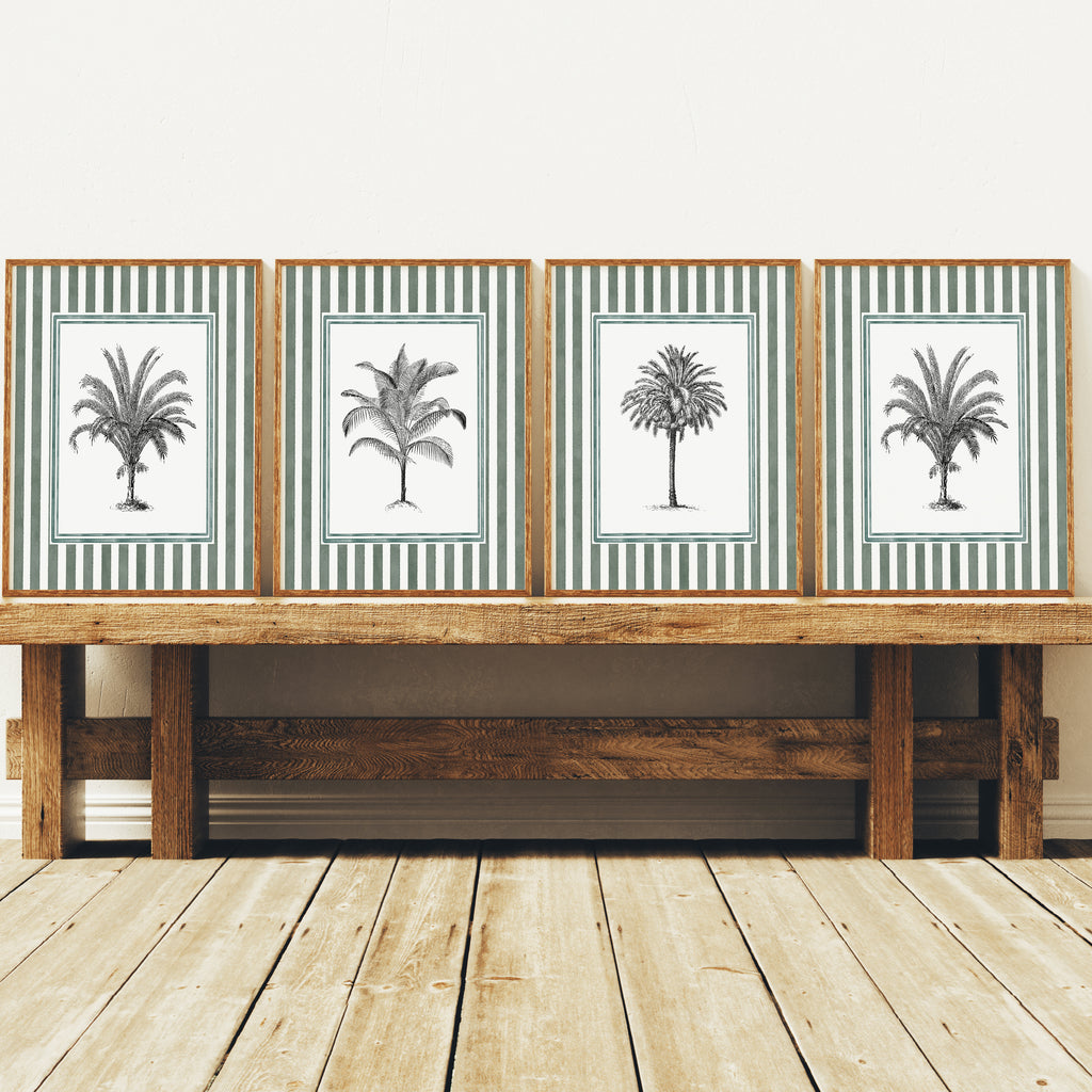 Vintage Tropical Palm Tree Sketches - Set of 4
