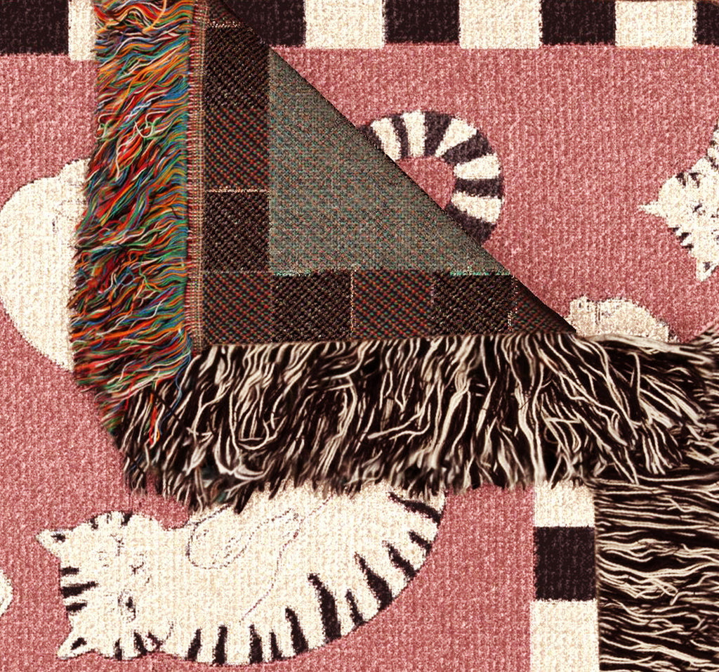 Cat Lovers Woven Cotton Blanket