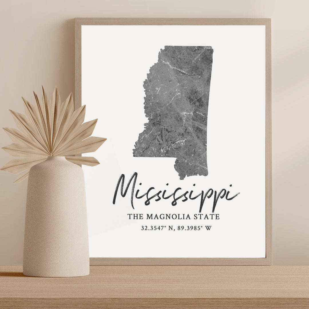 Mississippi State Map Art Print – Westbrook Print Shop